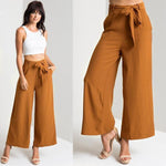 Wide Leg High Waist Belted Palazzo Long Pants