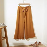 Wide Leg High Waist Belted Palazzo Long Pants