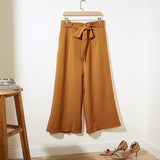 Wide Leg High Waist Belted Palazzo Long Pants